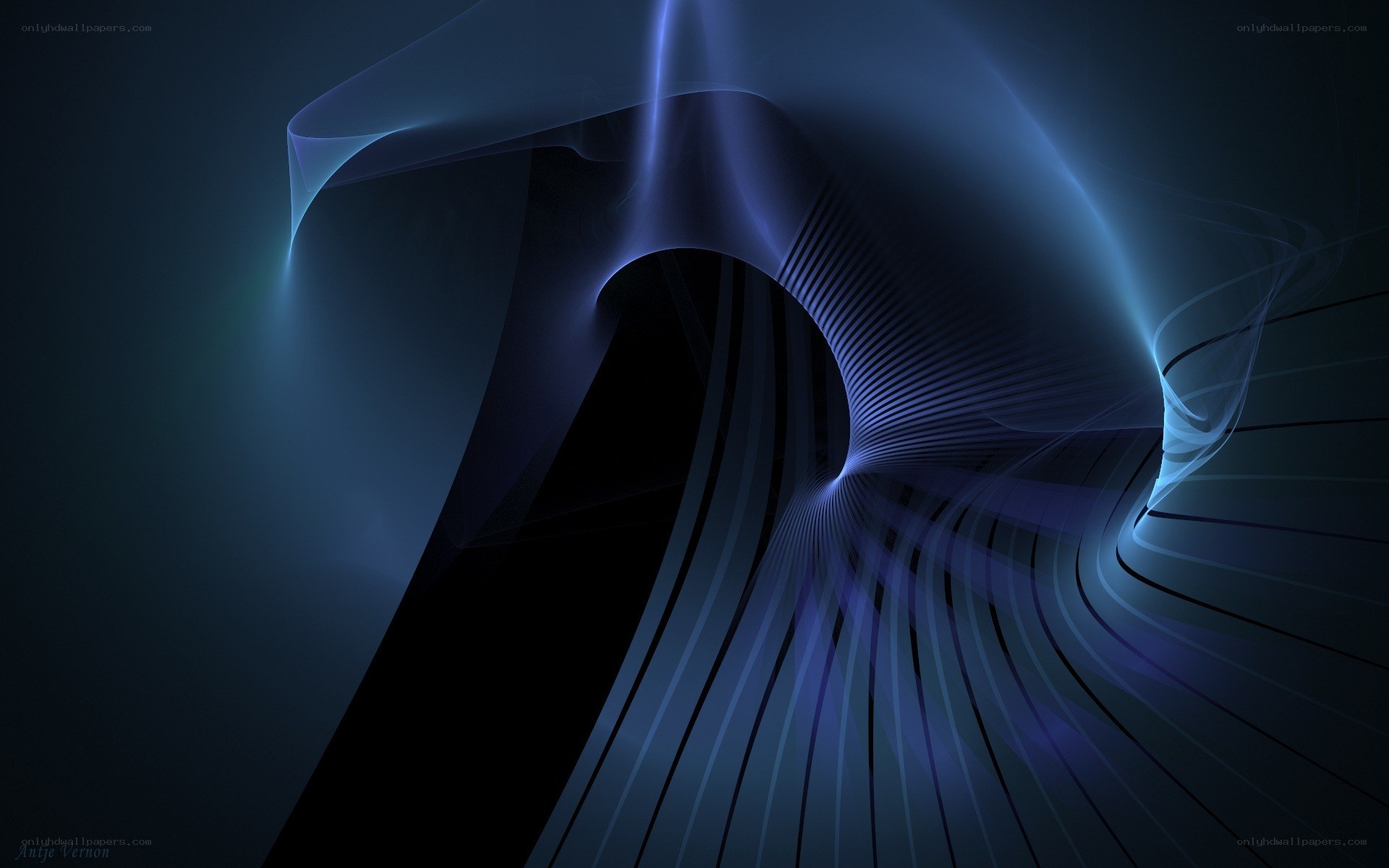 blue abstract wave tunnel