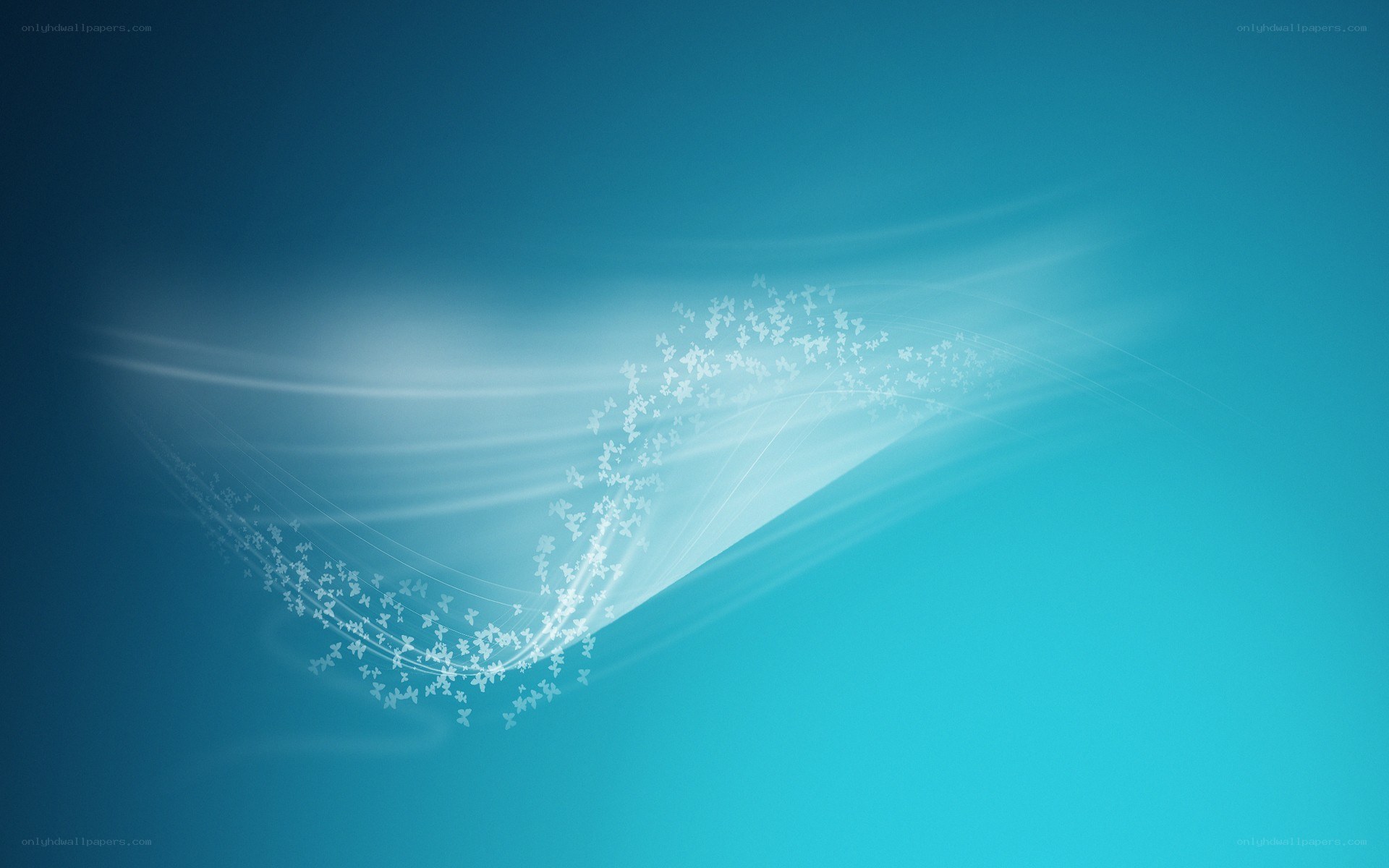 Blue abstract wave with butterflies