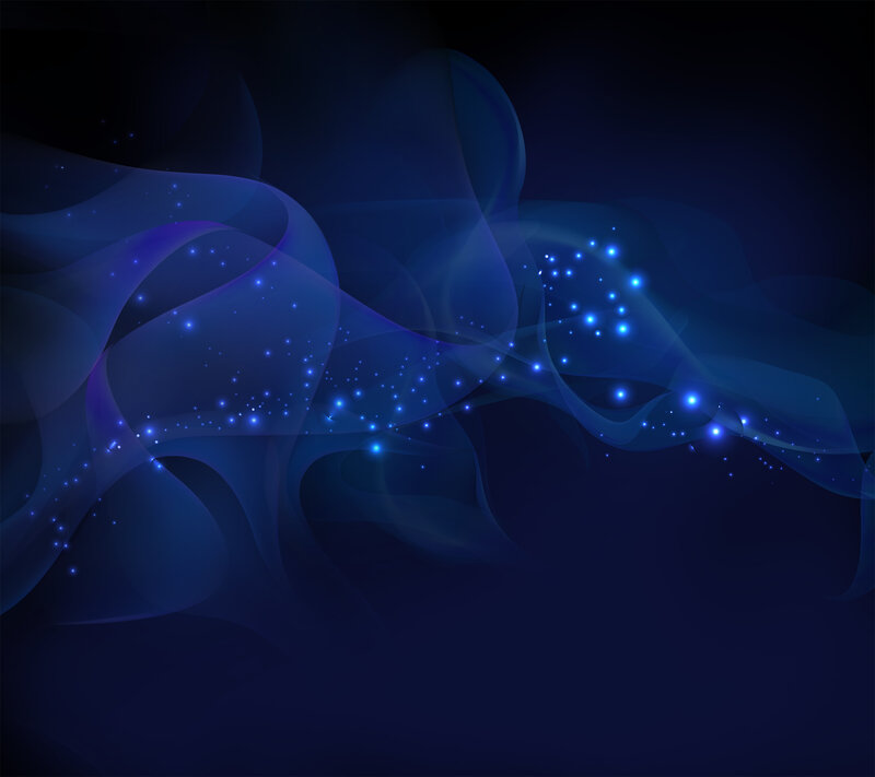 Blue Abstract Waves — Serene, Night, Light Particles