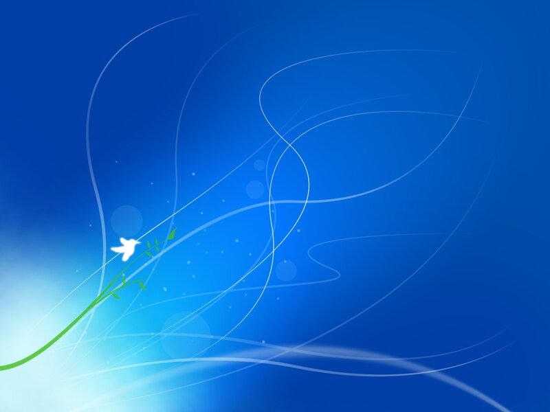 Blue abstract with bird and flower
