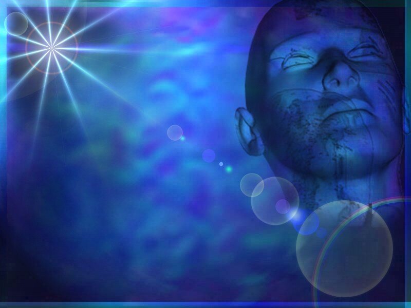 blue abstract with face