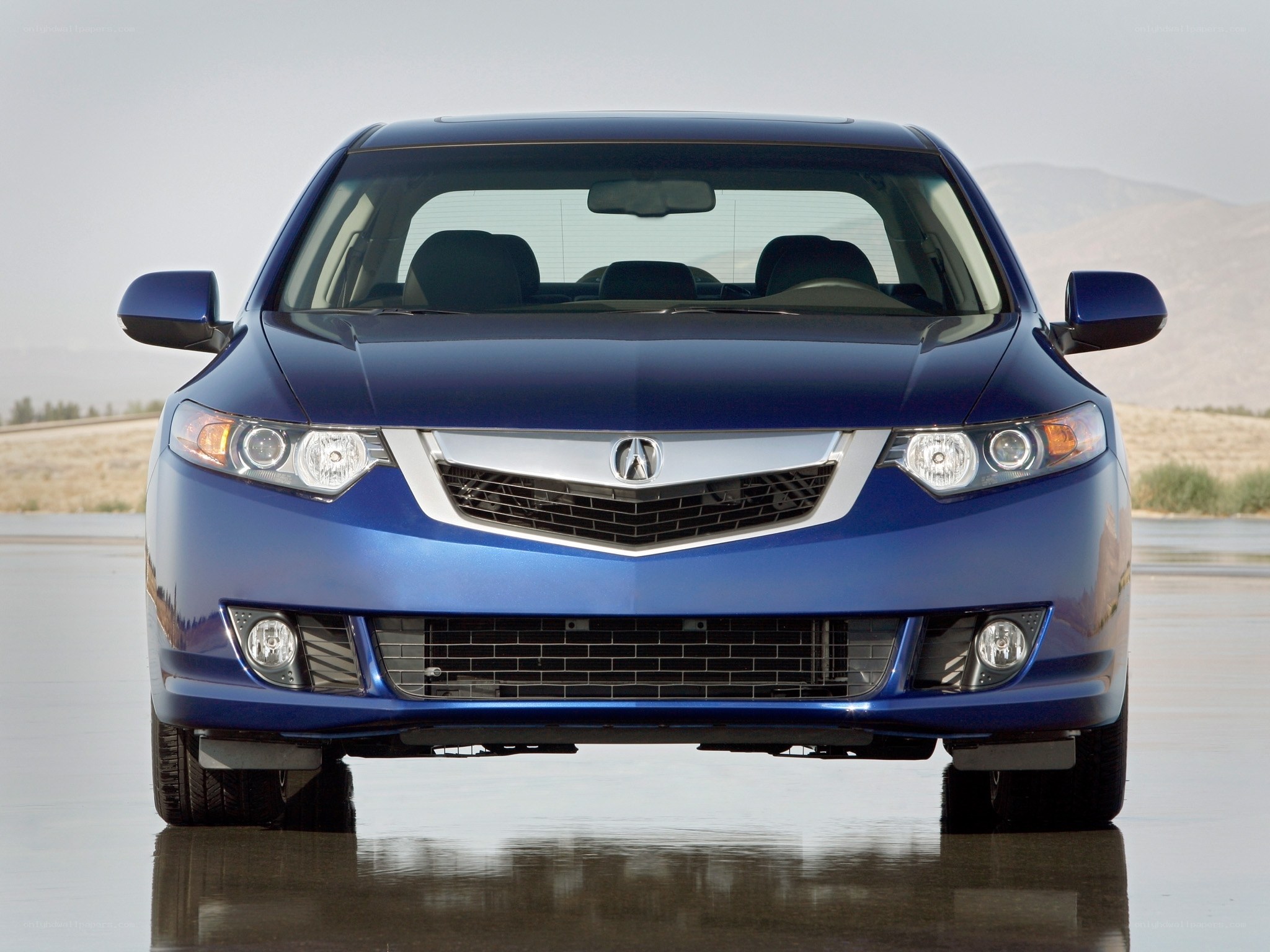 Blue Acura TSX front view