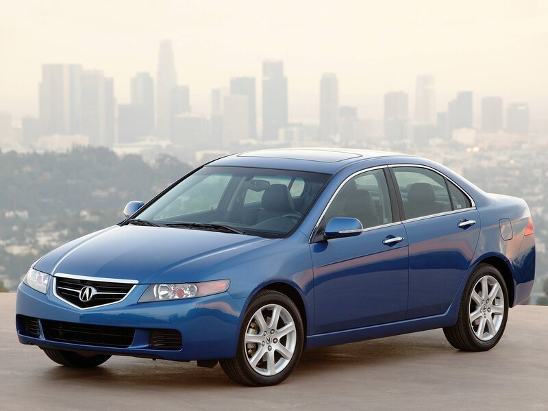 Blue Acura TSX Sedan — Calm, Sunset, Photograph