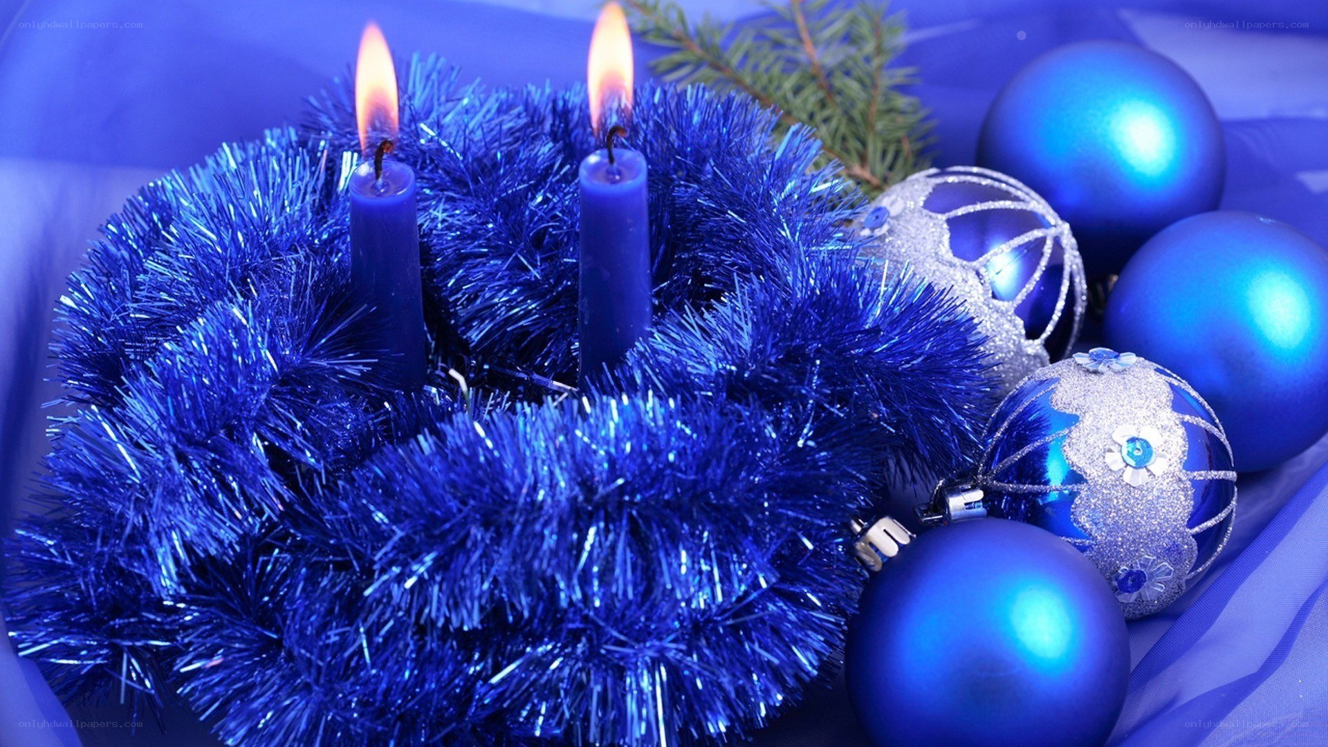 blue advent wreath with ornaments