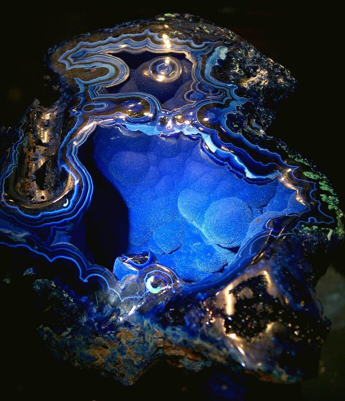 Blue agate geode interior