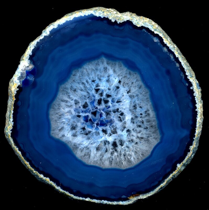 Blue agate geode slice
