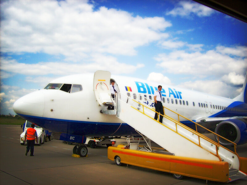 Blue Air airplane at airport