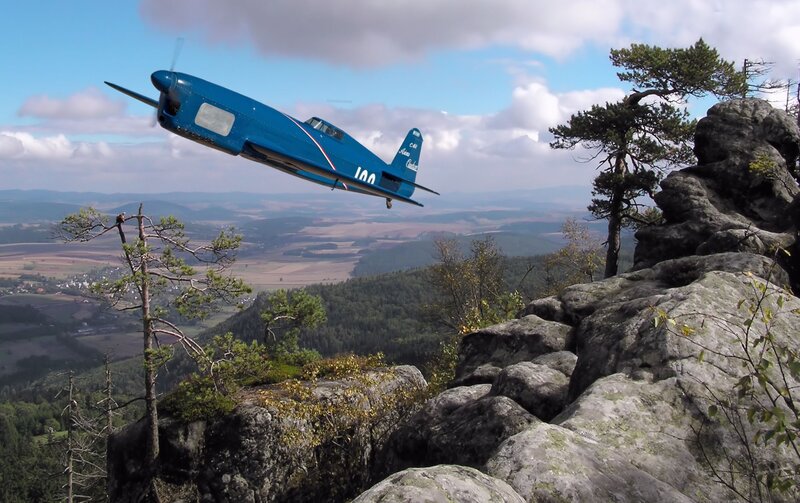 Blue Airplane Flying