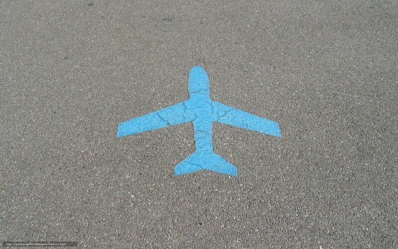 Blue airplane painted on pavement