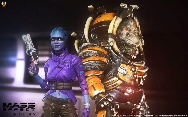 Blue Alien and Armored Creature