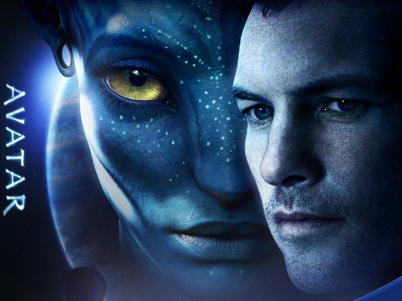 Blue Alien and Human Face