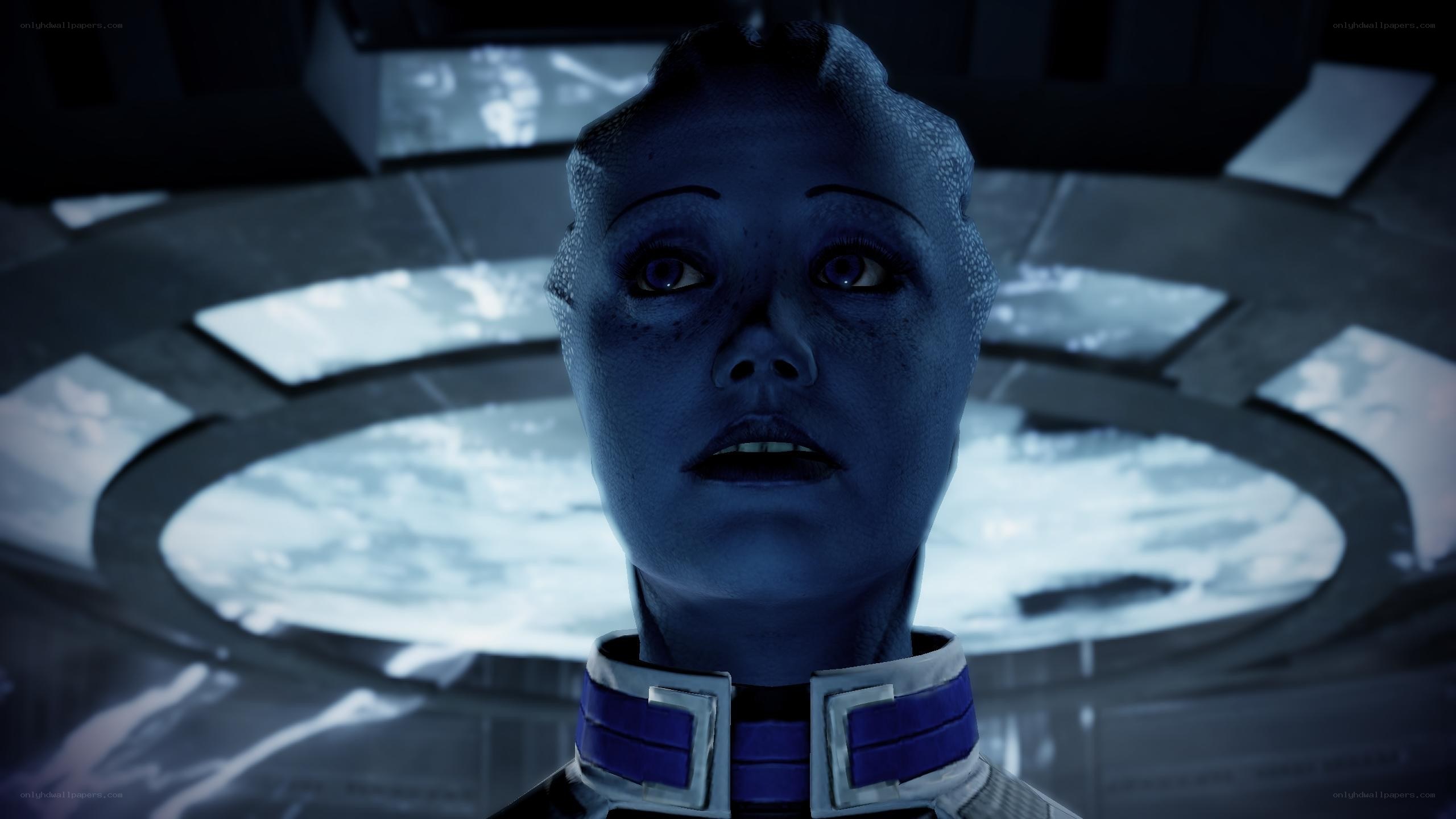 blue alien character in futuristic setting
