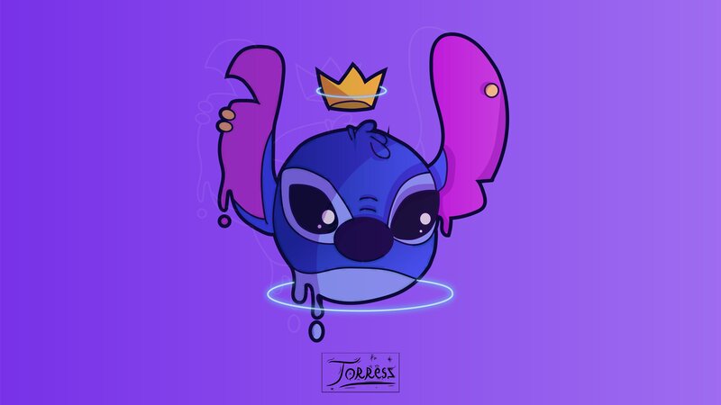 Blue Alien Character — Purple, Playful