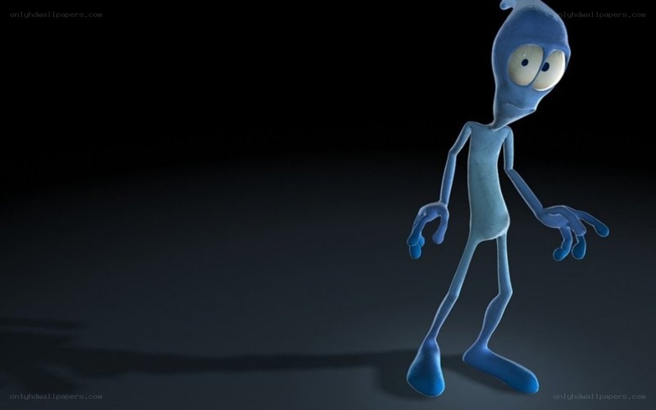blue alien character standing