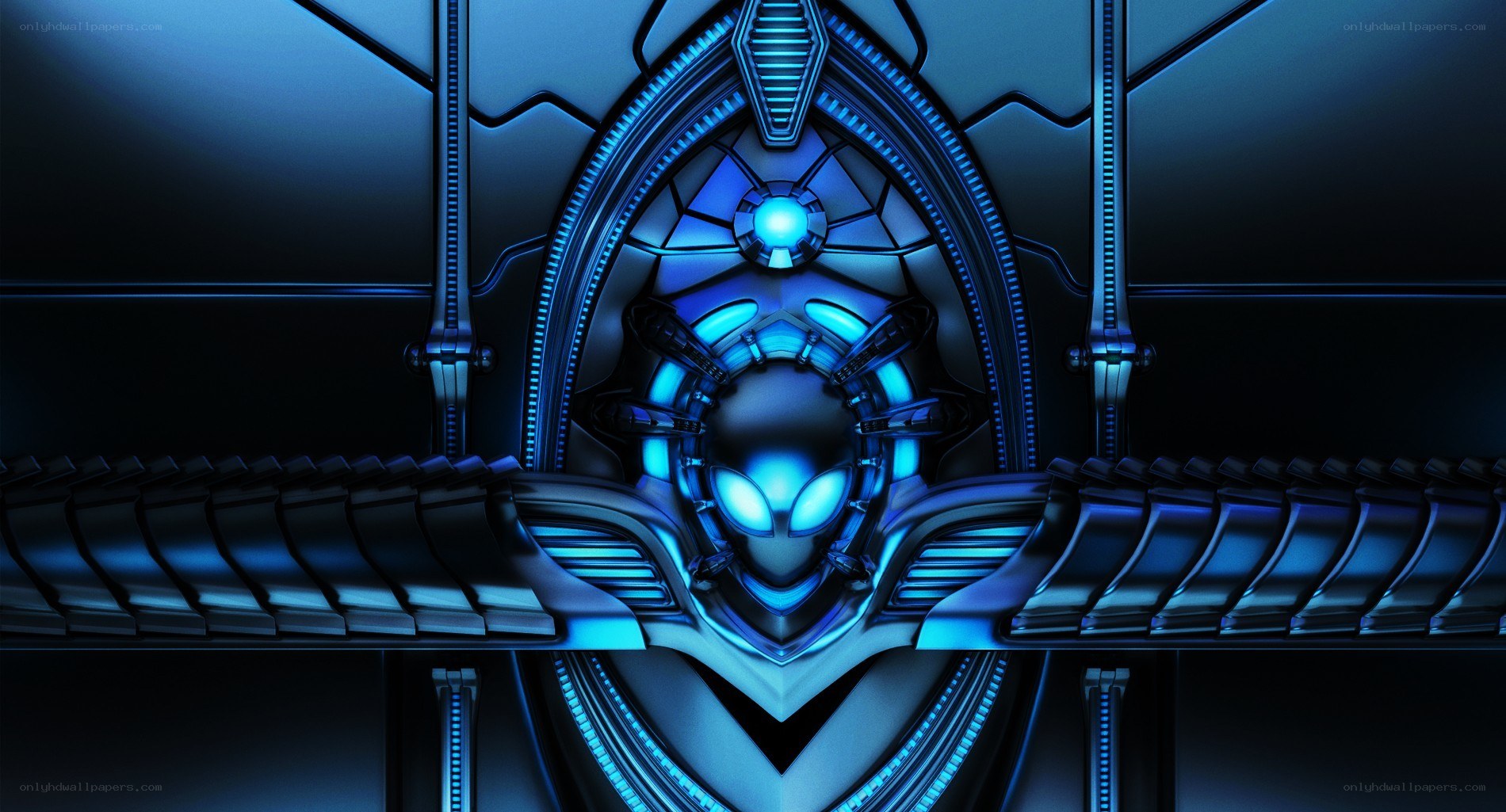 blue alien helmet design