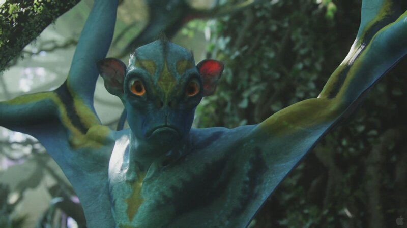 blue alien in forest