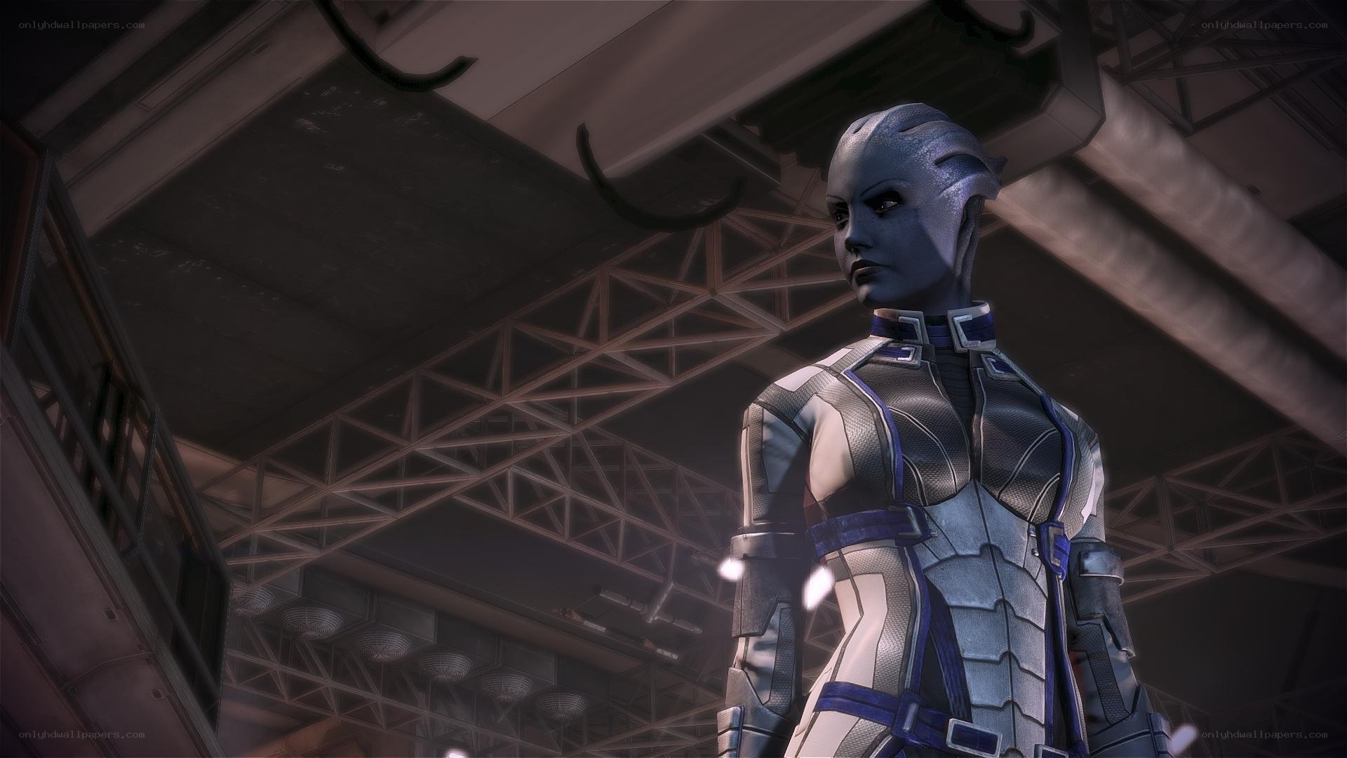 blue alien in futuristic armor