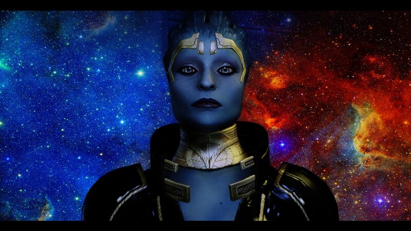 blue alien in space