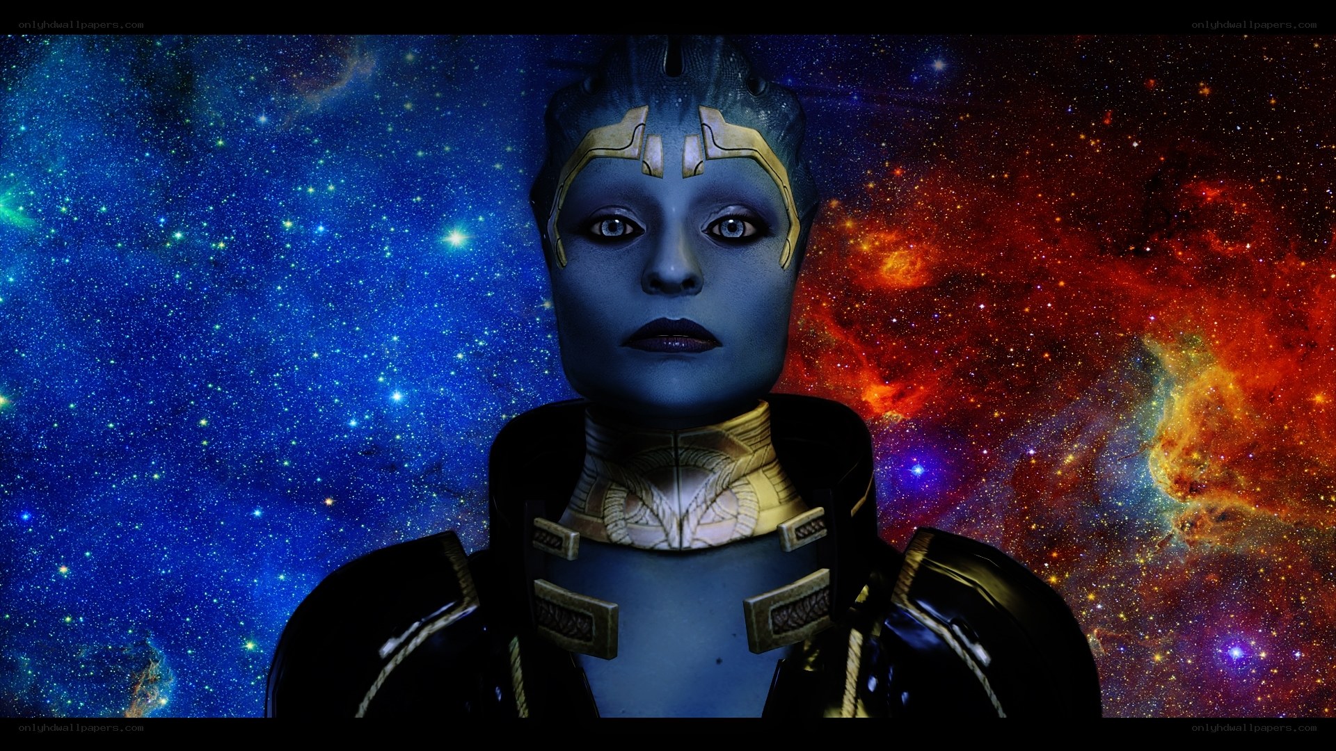 blue alien in space