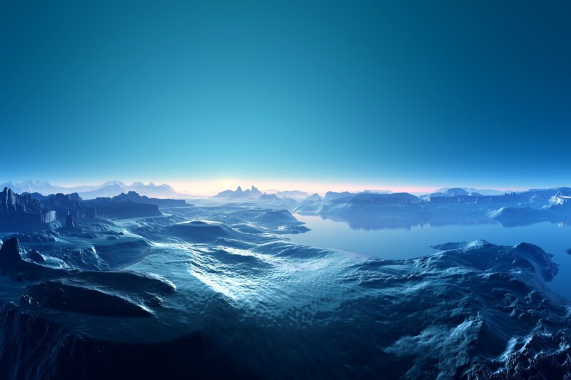 blue alien landscape at dawn