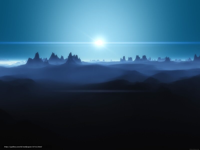 Blue alien landscape at sunrise