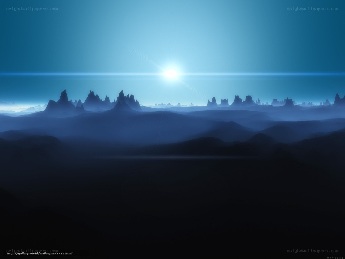 Blue alien landscape at sunrise