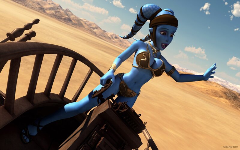 blue alien on desert vehicle