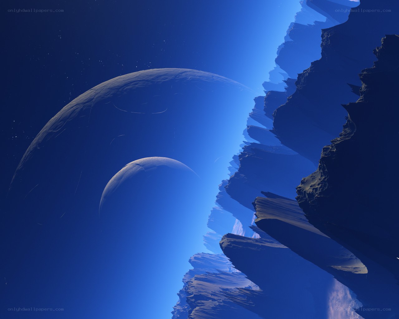 Blue alien planet landscape