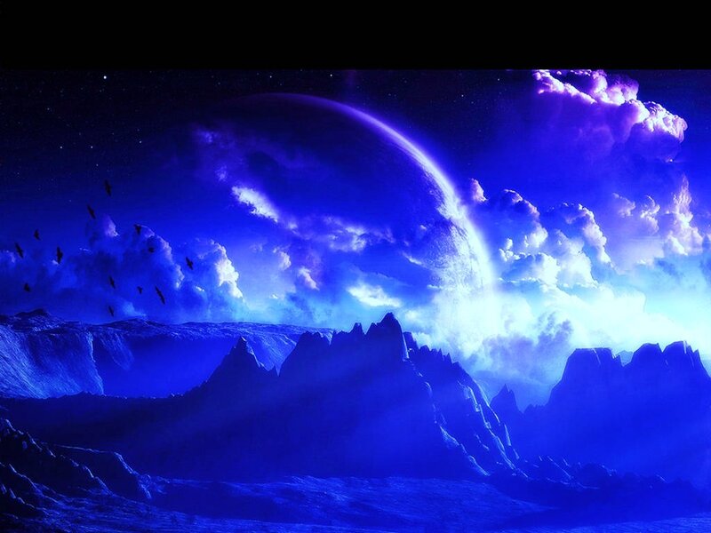 Blue alien planet landscape