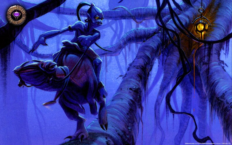 Blue Alien Riding Creature — Dark