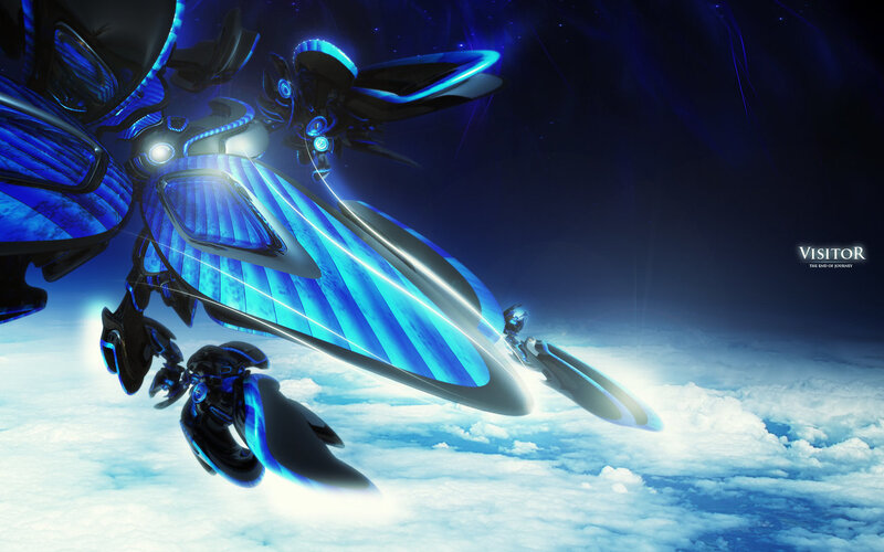 Blue Alien Spacecraft