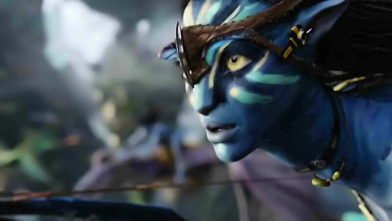 blue alien warrior in action