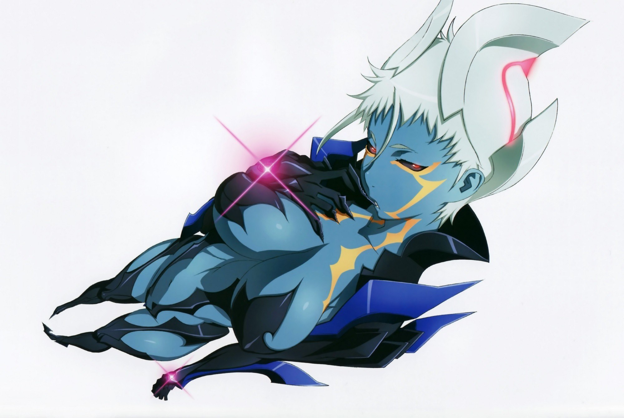 blue alien warrior in action