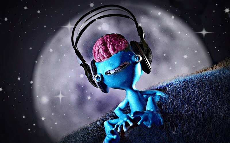 Blue Alien with Brain