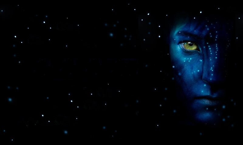 blue alien with glowing eyes
