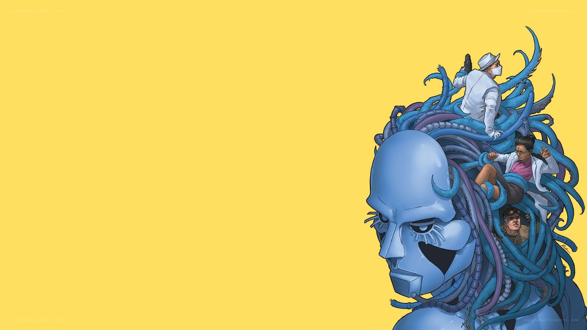 blue alien with tentacles