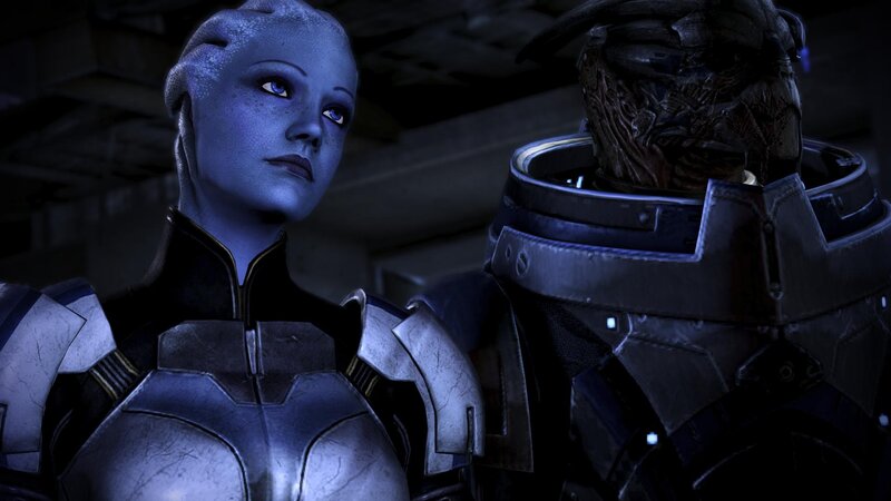 Blue alien woman in armor