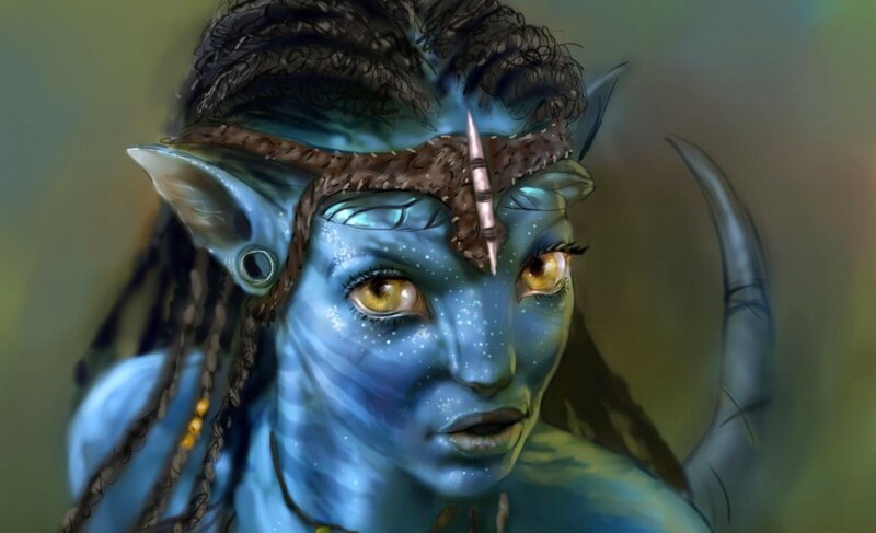 blue alien woman portrait