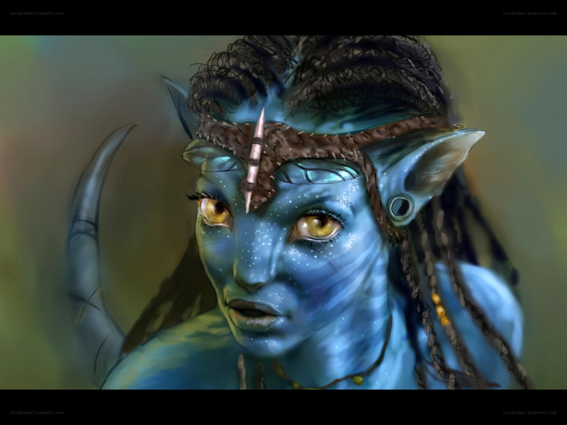 blue alien woman portrait