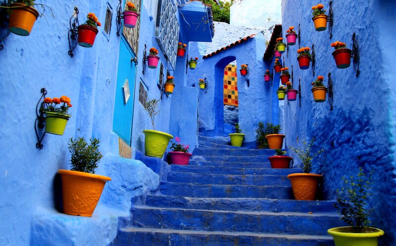 Blue Alley with Stairs