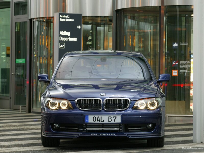Blue Alpina B7 at airport terminal
