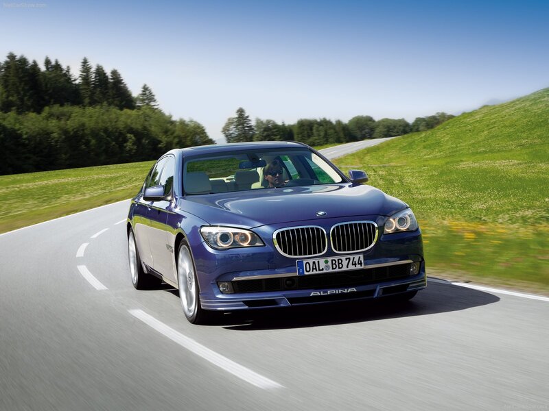 blue alpina-bmw 7-series driving