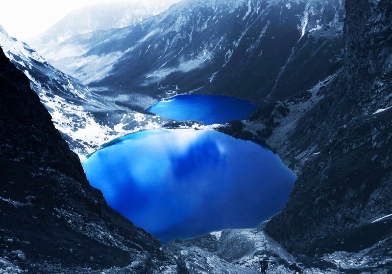 Blue Alpine Lakes — Dramatic, Winter