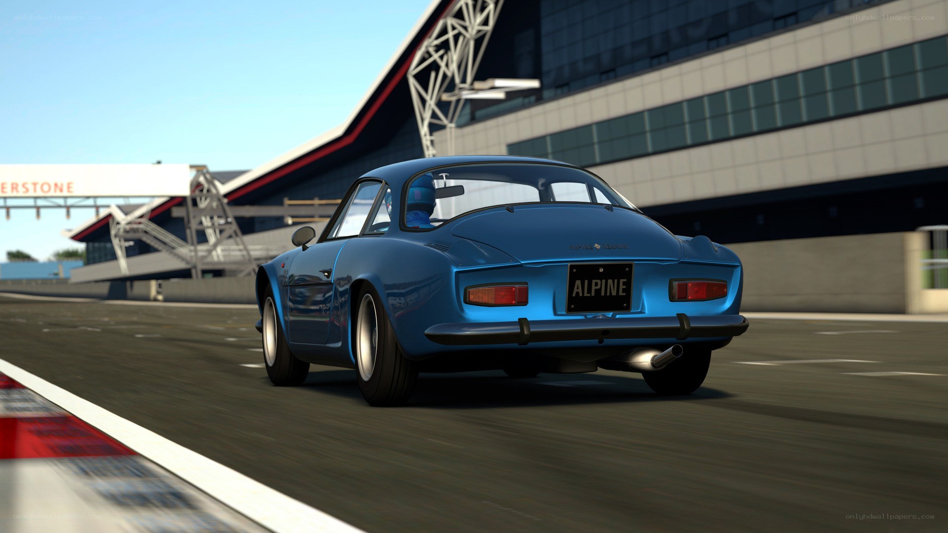 Blue Alpine on a racetrack