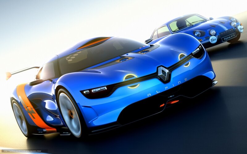 Blue Alpine race cars on track