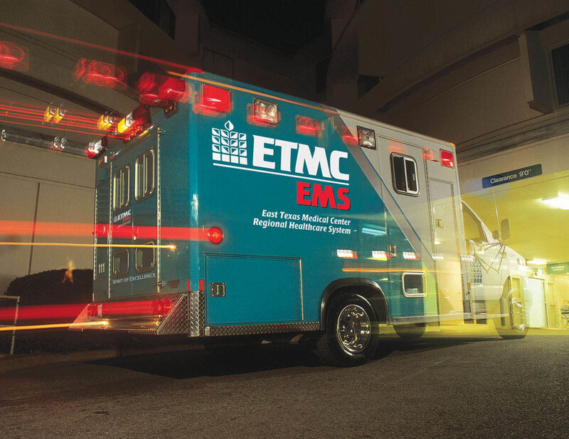 Blue Ambulance at Night