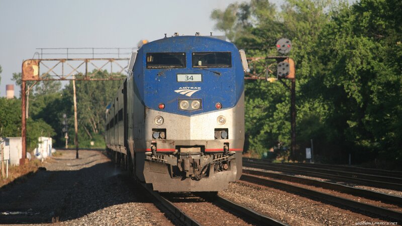 Blue Amtrak Train
