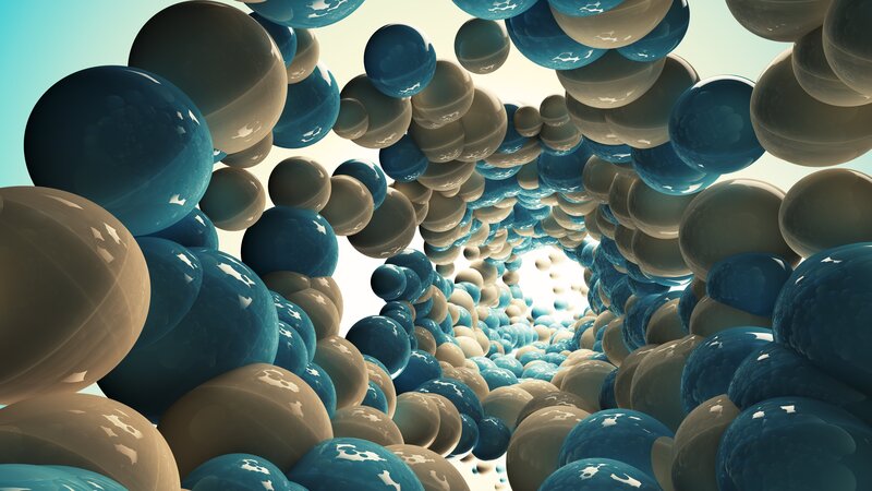 Blue and Beige Spheres