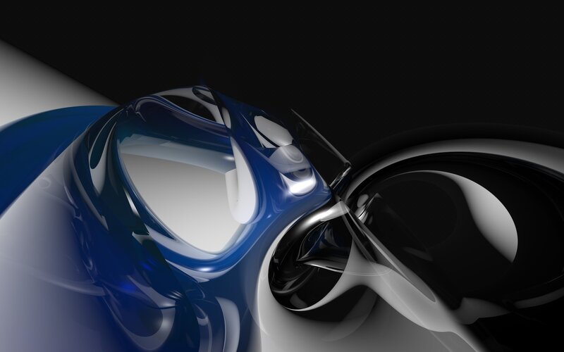 Blue and Black Abstract Shapes — Dramatic, 3d Render