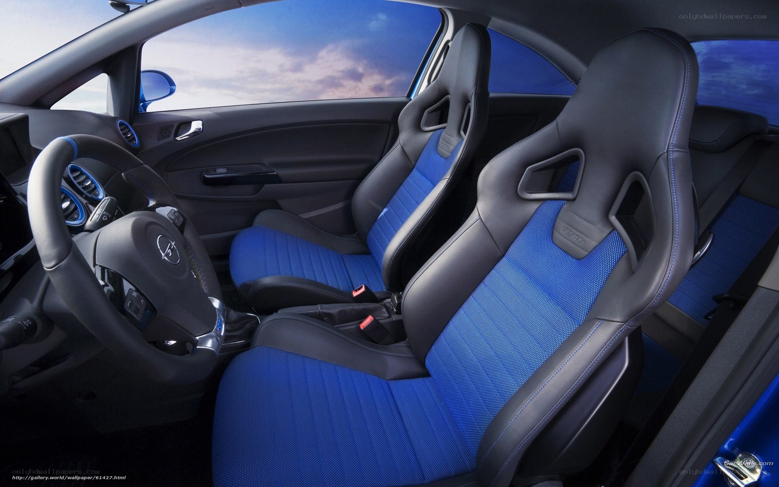 blue and black car interior